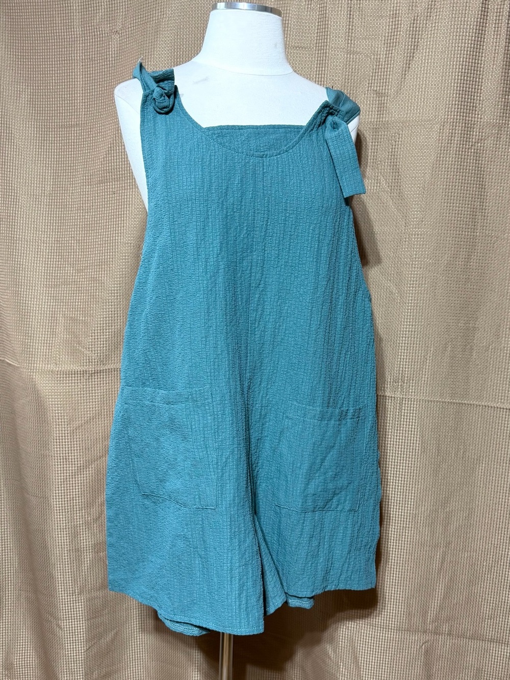 Tie-Shoulder Wide-Leg Romper in Teal